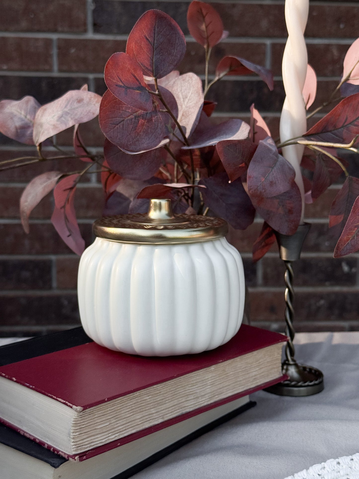 Harvest Ivory Ceramic Pumpkin Candle