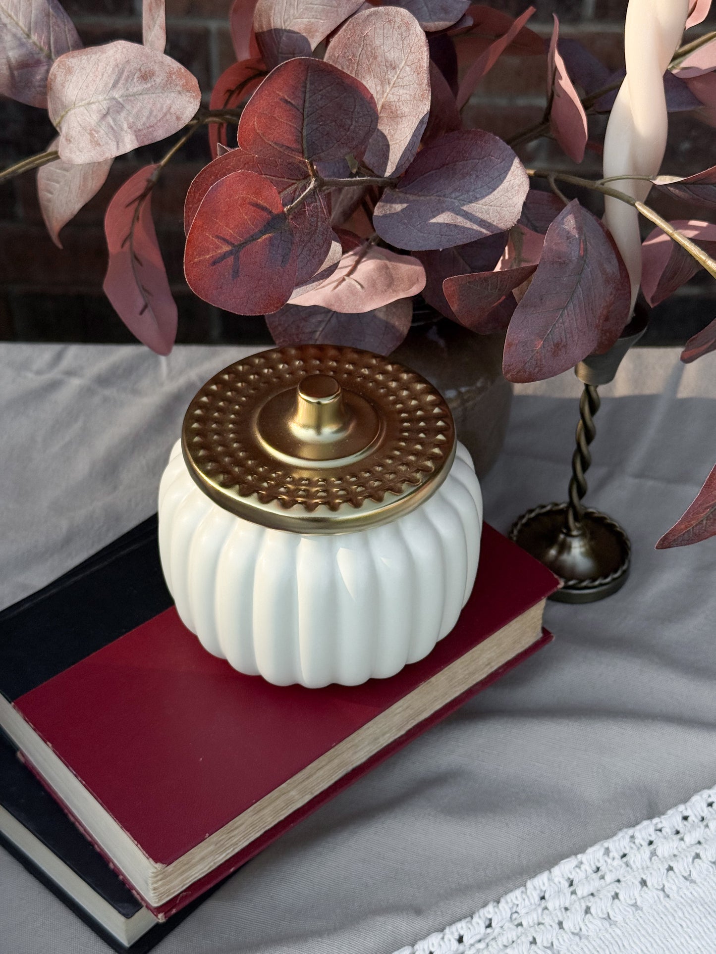Harvest Ivory Ceramic Pumpkin Candle