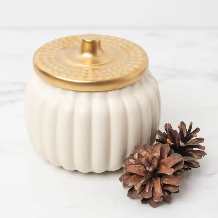 Harvest Ivory Ceramic Pumpkin Candle